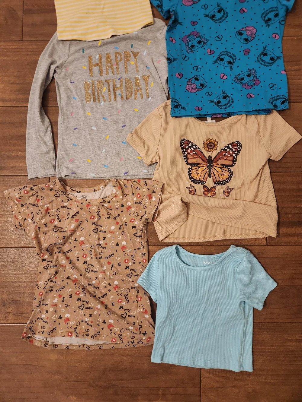 Girl's Mixed Pajama and Tee Set  shorts Yellow Blue Gray Beige Turquoise m 8 10